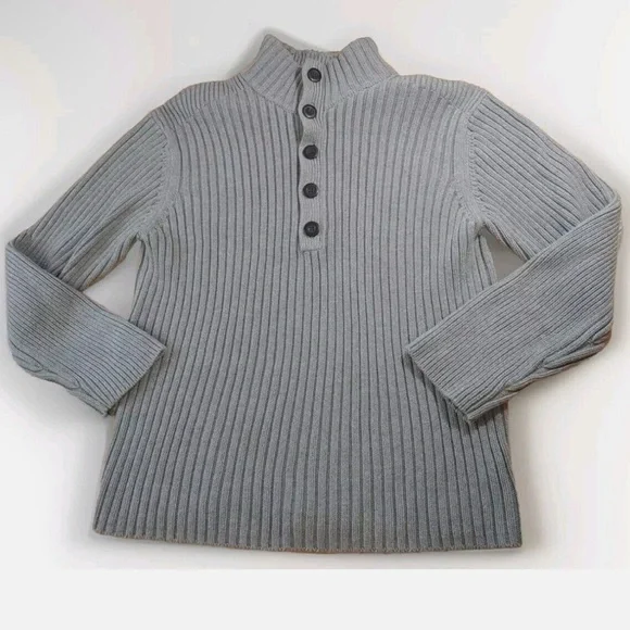 Vintage Banana Republic Gray Cotton Heavy Cable Knit Pullover L - Picture 2 of 6